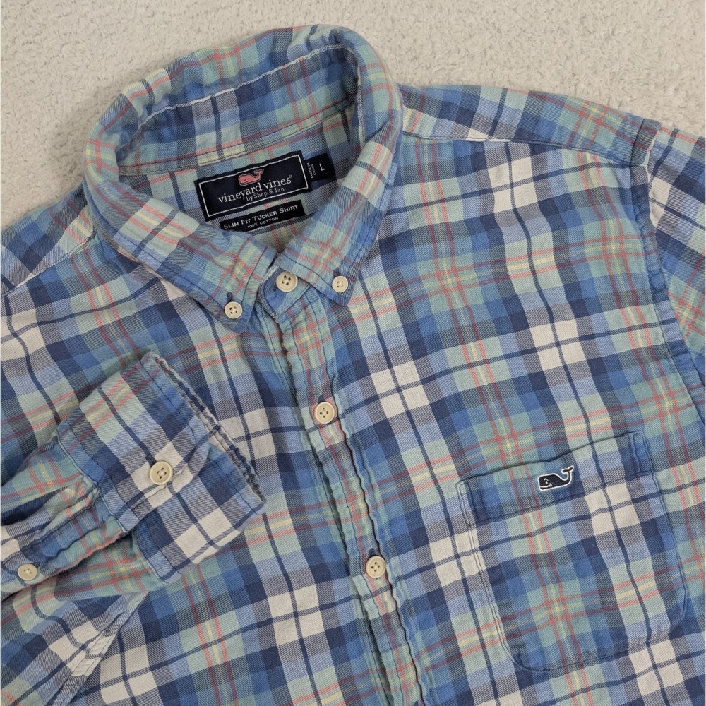 Vineyard Vines Slim Fit Tucker Shirt Multicolor Plaid Button Down Large‎ Flannel